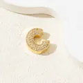 Pendente lettera C placcato oro con pavé di zirconi scintillanti per collana - Lettera C (Solo Ciondolo Senza Catena)