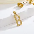 Golden uppercase letter B pendant with textured finish on a white stone display stand - Style B Pendant Only (Without Chain)