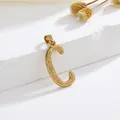 Golden stainless steel letter C pendant featuring a unique wood grain texture finish - Style C Pendant Only (Without Chain)