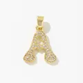 Golden capital letter A pendant with sparkling pavé zircons for necklaces - Style A Pendant Only (Without Chain)