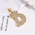 Letter D crown pendant necklace in gold finish with micro-inlaid sparkling zircons - Gold Letter D Pendant Only (Without Chain)