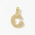 Gold plated cubic zirconia heart shaped letter C pendant necklace charm for women - Style C Pendant Only (Without Chain)