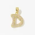 Gold plated copper heart shaped letter D pendant necklace with zircon stones - Style D Pendant Only (Without Chain)