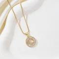 Gold-plated letter L pendant necklace with cubic zirconia circular setting for women - Letter L