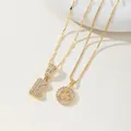 Two gold initial K pendant necklaces with sparkling rhinestones and elegant chains - K Pendant And Necklace