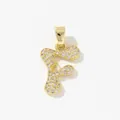 Golden copper heart pendant with letter F and cubic zirconia pavé setting on white background - Style F Pendant Only (Without Chain)