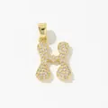 Sparkling gold-plated letter H heart pendant with pavé cubic zirconia inlay - Style H Pendant Only (Without Chain)