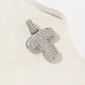 Pendentif lettre T bombée en argent serti de zircons brillants de style hip hop - T (Pendentif Seul (Sans Chaîne)) / Or 18 carats