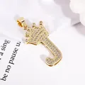 Gold plated crown letter J pendant necklace with white zircon pavé setting on silk - Gold Letter J Pendant Only (Without Chain)