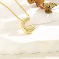 Polished gold-plated 3D letter C pendant necklace with a fine box chain for women - C (With Box Chain)