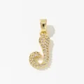 Golden copper pendant featuring capital letter J shape with pave-set white cubic zirconia - Style J Pendant Only (Without Chain)
