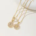 Golden letter O necklace set with paved zircon crystals and double chain design - O Pendant And Necklace