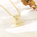 Balloon style letter E pendant necklace with polished 18k gold plating on a fine chain - E (With Box Chain)