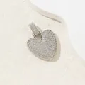 Pendentif en forme de cœur argenté avec pavé de zircons et bélière large pour femme - V (Pendentif Seul (Sans Chaîne)) / Or 18 carats