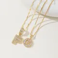 Gold letter P necklace set with sparkling pave zircons and adjustable flat link chains - P Pendant And Necklace