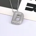 Silberner Halskette mit Kristall besetztem Buchstaben D Anhänger im 3D Design - Buchstabe D