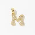 Letter M pendant in gold-plated copper with micro-pave cubic zirconia stones - Style M Pendant Only (Without Chain)