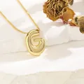 Chic 18k gold plated bubble letter G pendant necklace with polished box chain - G (With Box Chain)