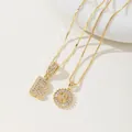 Gold plated letter R pendant necklace set with sparkling pave-set cubic zirconia crystals - R Pendant And Necklace