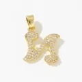 Sparkling gold-plated letter N pendant featuring micro-pave cubic zirconia stones - Style N Pendant Only (Without Chain)