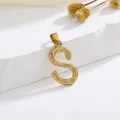Gouden letter S hanger met schorsstructuur van roestvrij staal voor een trendy ketting - Stijl S Alleen Hanger (Zonder Ketting)