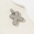 Pendentif croix 3D argenté serti de zircons cubiques pavés sur une chaîne - X (Pendentif Seul (Sans Chaîne)) / Or 18 carats