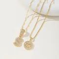 Gold plated necklaces with sparkling letter S pendants and zircon stones for women - S Pendant And Necklace