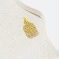 Gold plated square pendant with letter C and white cubic zirconia micro-pave setting - Letter C