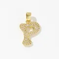 Gold-plated letter P heart pendant with sparkling cubic zirconia pavé stones - Style P Pendant Only (Without Chain)