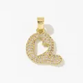 Gold letter Q heart pendant necklace with shimmering white zircon stones for women - Style Q Pendant Only (Without Chain)