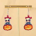 Halloween-oorbellen van acryl met een skelet op een pompoen voor kostuumaccessoires - Kruis Skelet Pompoen (Stijl C)