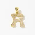 Golden letter R heart pendant with pavé set sparkling cubic zirconia stones - Style R Pendant Only (Without Chain)