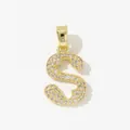 Gold plated letter S heart pendant necklace with shimmering zircon stones - Style S Pendant Only (Without Chain)
