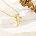 Polished gold-plated letter P pendant necklace with a sleek box chain on a white stone - P (With Box Chain)