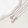 Silver letter O and I initial necklaces with sparkling cubic zirconia on box and twist chains - Letter I / Silver