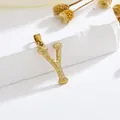 Gouden letter Y hanger met natuurlijke boomschors textuur aan een minimalistisch - Stijl Y Alleen Hanger (Zonder Ketting)