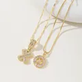 Gold plated initial X necklace set with cubic zirconia stones on wave and box chains - X Pendant And Necklace