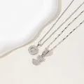 Silver letter pendants O and J with cubic zirconia on elegant box and curb chains - Letter J / Silver
