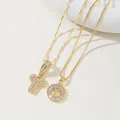 Gold letter Y pendant necklaces set with zircon stones and two different chain styles - Y Pendant And Necklace