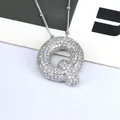 Silver letter Q necklace pendant with sparkling paved cubic zirconia on link chain - Letter Q Style