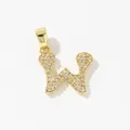 Golden letter W pendant necklace with white zirconia micro-pave stones for women - Style W Pendant Only (Without Chain)