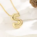 Polished gold-plated balloon letter S pendant necklace with fine box chain link - S (With Box Chain)