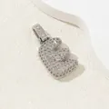 Pendentif lettre E bombée au fini argenté serti de zircons brillants de style hip hop - E (Pendentif Seul (Sans Chaîne)) / Or 18 carats