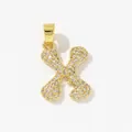 Gold plated letter X pendant with sparkling clear pavé cubic zirconia inlay - Style X Pendant Only (Without Chain)