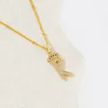 Collier doré avec pendentif lettre K surmonté d'une couronne sertie de zircons fins - Lettre K