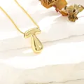 Gold plated hip hop necklace with a glossy liquid metal texture letter T pendant - T (With Box Chain)
