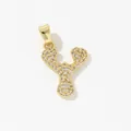 Golden heart-shaped letter Y pendant with sparkling pavé zircons and polished bail - Style Y Pendant Only (Without Chain)