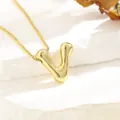 Polished gold-plated letter V pendant necklace with sleek box chain on stone base - V (With Box Chain)