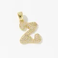 Golden heart-shaped letter Z pendant with pavé cubic zirconia inlay and shiny finish - Style Z Pendant Only (Without Chain)