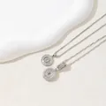 Gold plated 26 letter pendant necklaces with sparkling cubic zirconia on white stone - Letter O / Silver